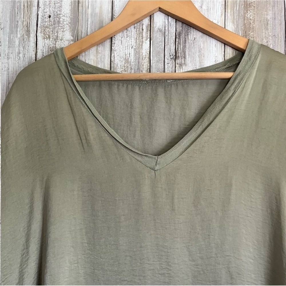 Jodifl Olive Green Satin Tee - Picture 3 of 5